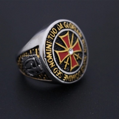  Stainless Steel Masonic Signet Ring Men‘s Knights Templar Cross Ring 